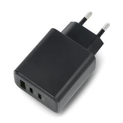 Chargeur USB double port, USB-C et USB-A, fonction charge rapide, noir -  PEARL