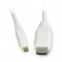 Raspberry Pi micro-HDMI to standard HDMI Cable, 1 to 2 meter, White or