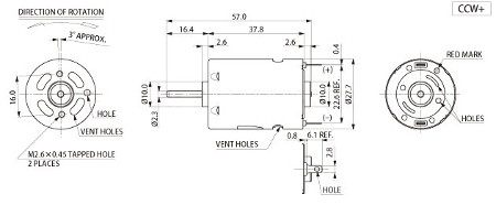 Detailed motor dimensions are shown in the above figure