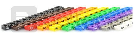 Markers with digits from 0 to 9 in different colors