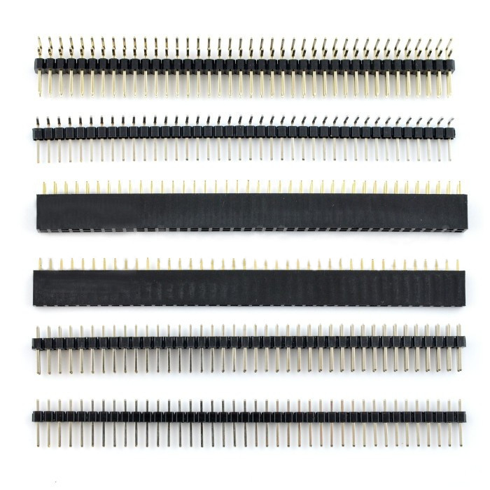 Set of goldpin raster 2.54 mm- includes the popular connectors goldpin raster 2.54 mm: straight male strip 1x40 and 2x40