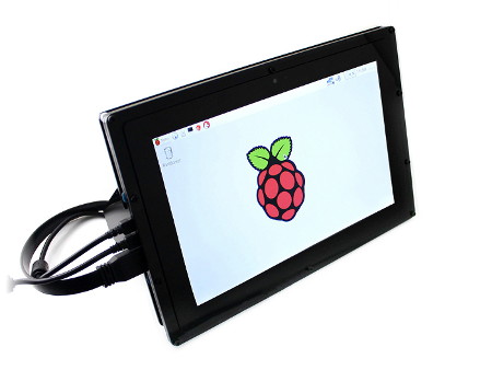 The device will communicate via the HDMI cable (picture) and microUSB (touch). Both wires are included in the package