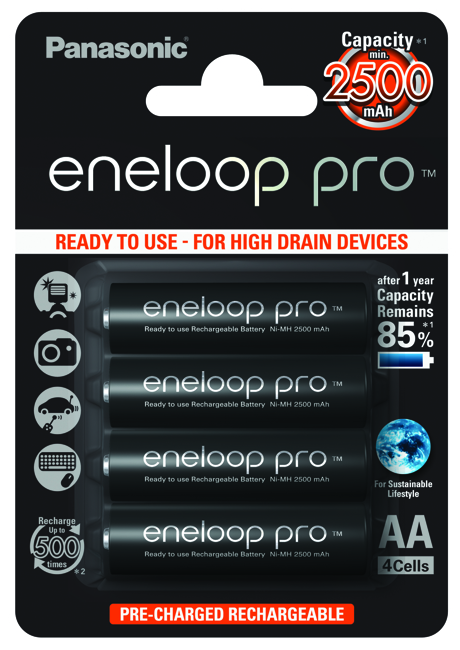 Panasonic eneloop pro AA Rechargeable NiMH Batteries (1.2V, 2550mAh,  16-Pack)