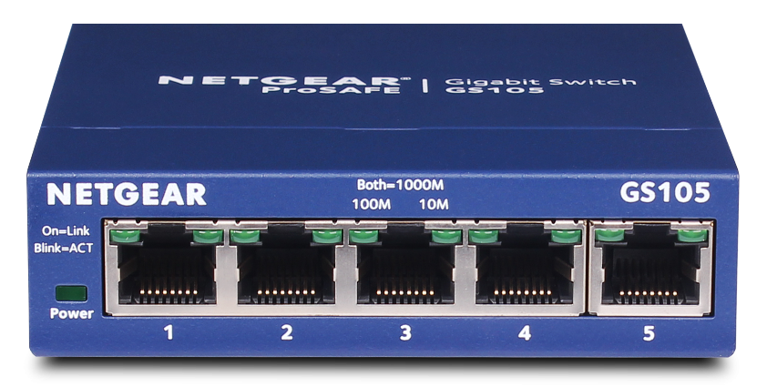Netgear ProSafe Plus Switch, 5-Port Gigabit Ethernet - GS105E-200NAS -  Modular Switches 