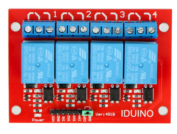 Moduł przekaźników Iduino 4 kanały - styki 10A/250VAC - cewka 5V