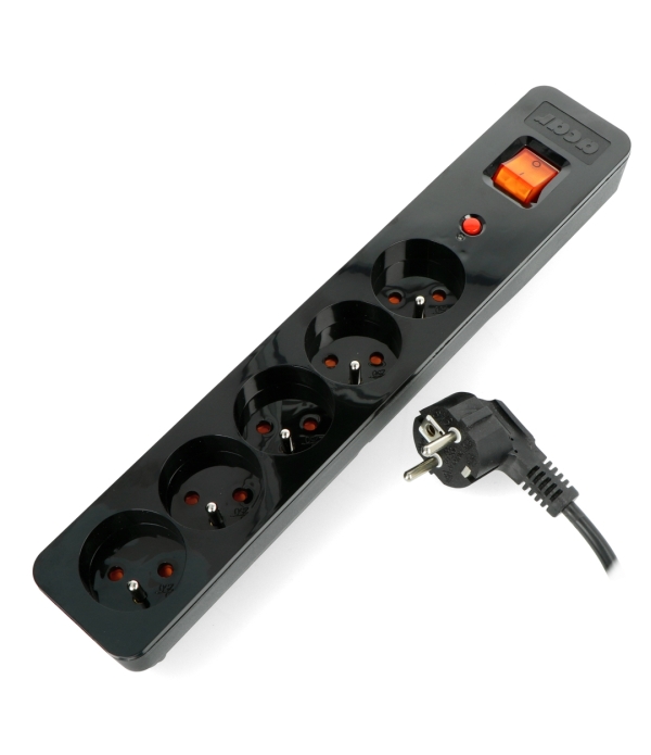 power strip with Acar X5 protection black 5 sockets with 1.5 m cable