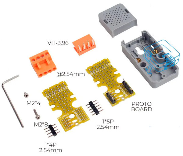 Zawartość zestawu Atomic Proto Kit.