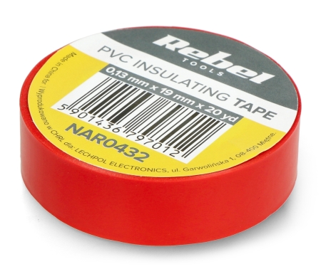Taśma izolacyjna Rebel 0,13x19mm x 20yd czerwona