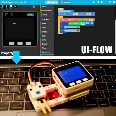 Connecting the sensor to theM5Stack Coredevelopment module. The subject of the sale is unit type extension, developer module