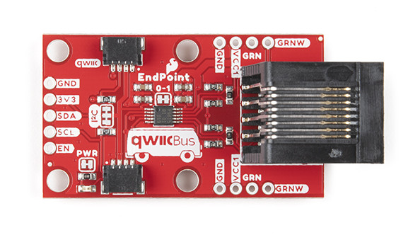 QwiicBus EndPoint - rozkład elementów na płytce