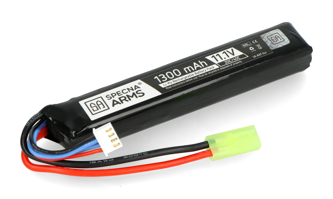 Batterie LiPo 7.4V 1300mAh 15/30C DEAN SPECNA ARMS