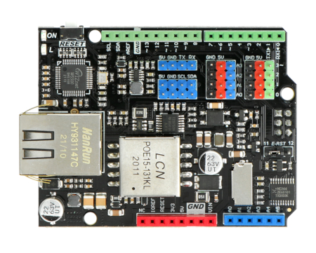 Ethernet and PoE Shield - widok z góry.
