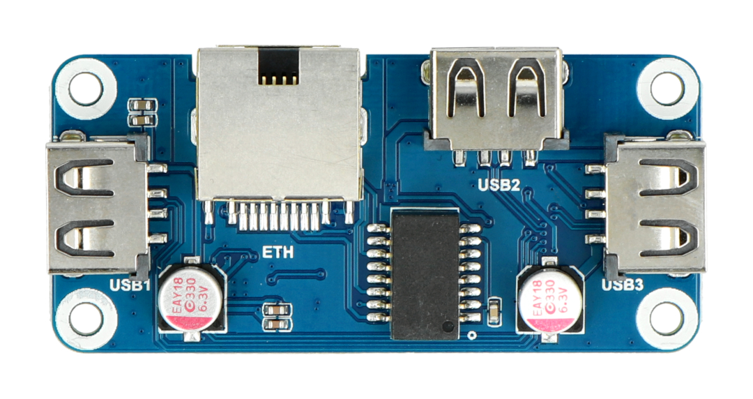 Ethernet / USB (B) HUB - 3xUSB 1xRJ45 Ethernet - frontend Overlay for  Raspberry Pi - Waveshare 20416 Botland - Robotic Shop