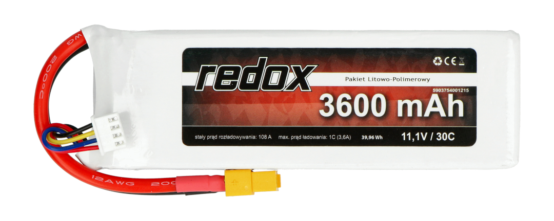 Li-Pol Redox 3600mAh 30C 3S 11,1V Botland - Robotic Shop