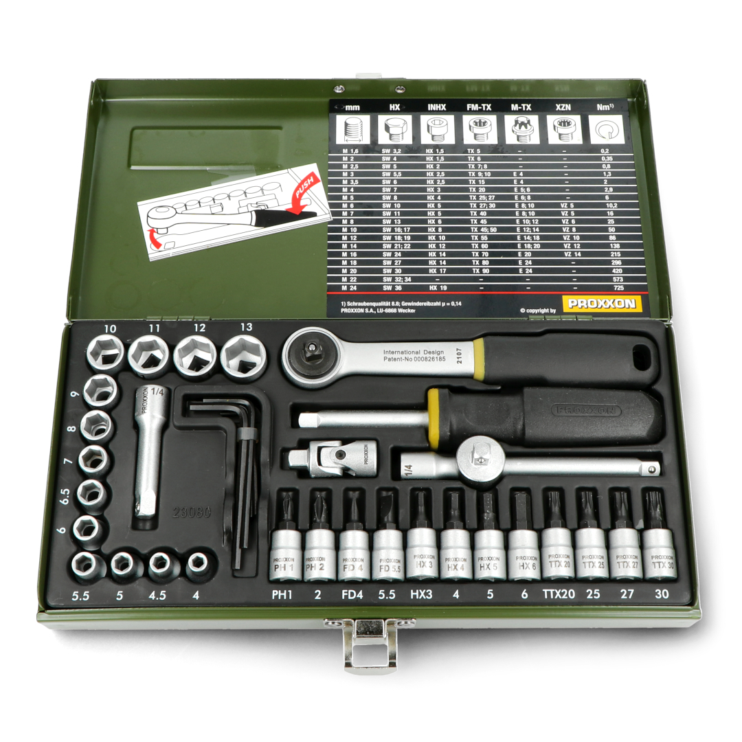 Tool Kit Proxxon PR23080 - 1/4'' - 36 items Botland - Robotic Shop