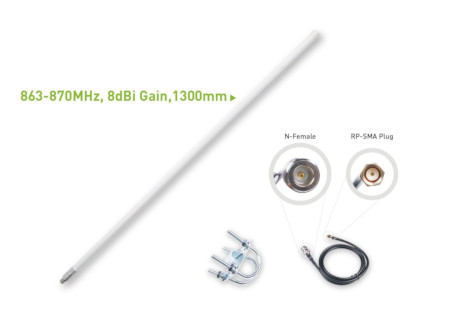 LoRa Fiberglass 8dBi, 863-870MHz RF RFELA-4 / 88X antenna - 130cm length - Seeedstudio 318020692
