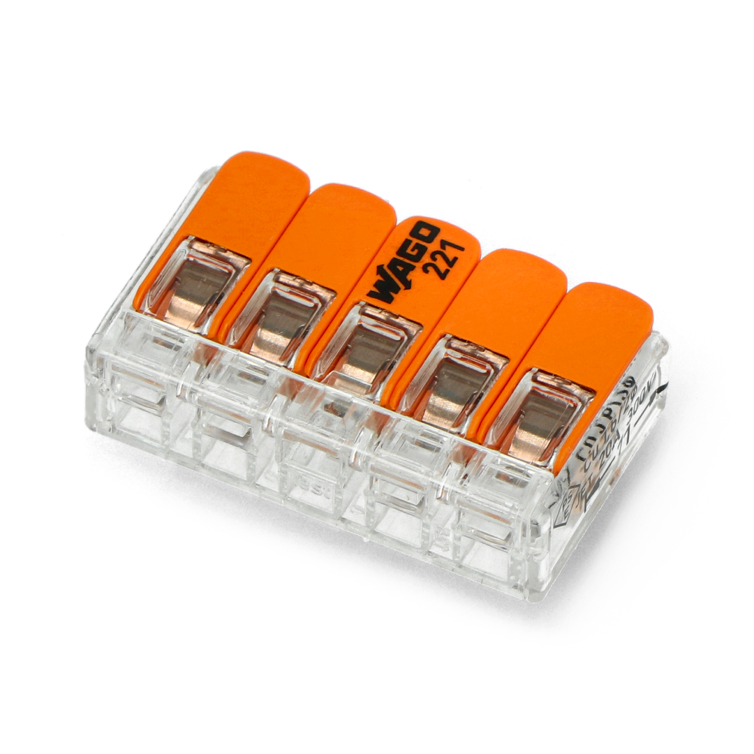 Set of self-locking electric cube WAGO 221 COMPACT 2-pin, 3-pin, 5-pin  (32A/450V) + 2273 for wire (24A/450V) - 152 pcs. Botland - Robotic Shop