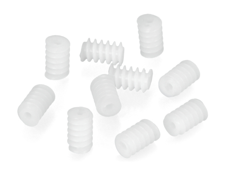 Worm gear, plastic, 6x10mm - white - 10pcs
