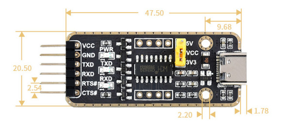Detailed dimensions of the module