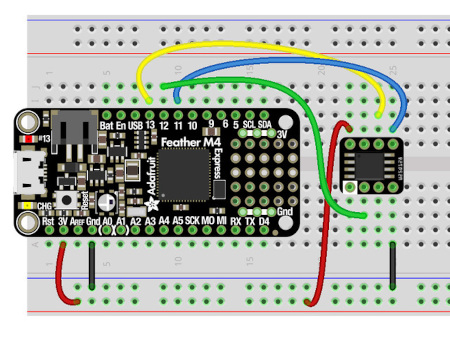 Connection diagram of the module with the Metro board (not included, sold separately).