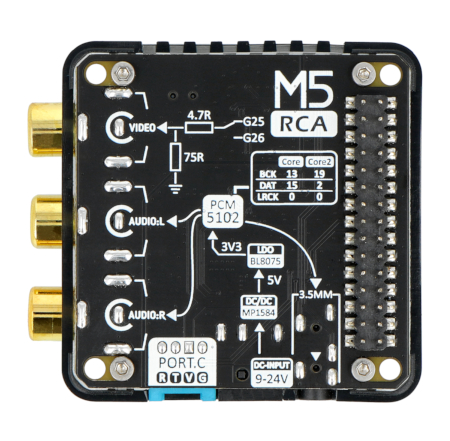 M5 RCA from M5Stack - top view.