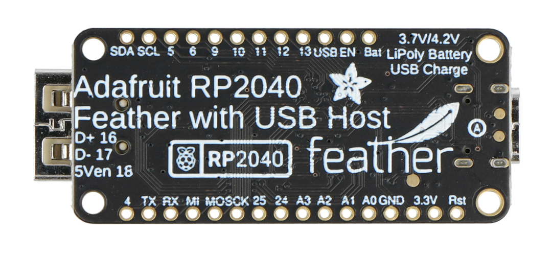 Overview, Adafruit Feather RP2040 with USB Type A Host