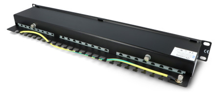 Patch Panel 24-port shielded - for 19'' server racks - 1U cat. 6 FTP - black - Lanberg PPS6-1024-B
