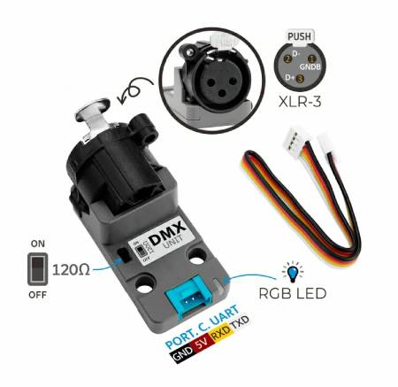 DMX - communication module with isolated RS485 transceiver - Unit expansion module - M5Stack U183