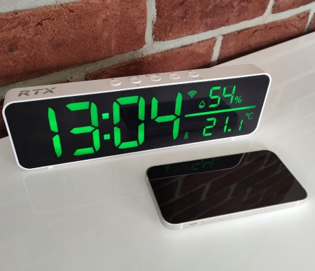 Tuya - Large LED Clock with Temperature and Humidity Sensor WiFi - RTX WTHS6