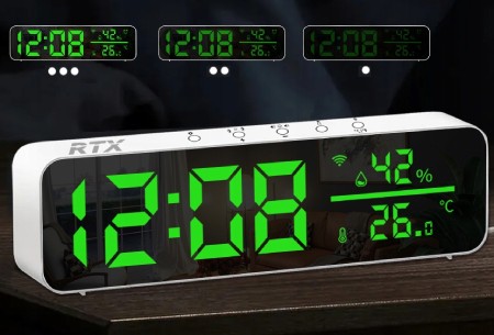 Tuya - Large LED Clock with Temperature and Humidity Sensor WiFi - RTX WTHS6