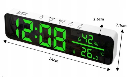 Tuya - Large LED Clock with Temperature and Humidity Sensor WiFi - RTX WTHS6