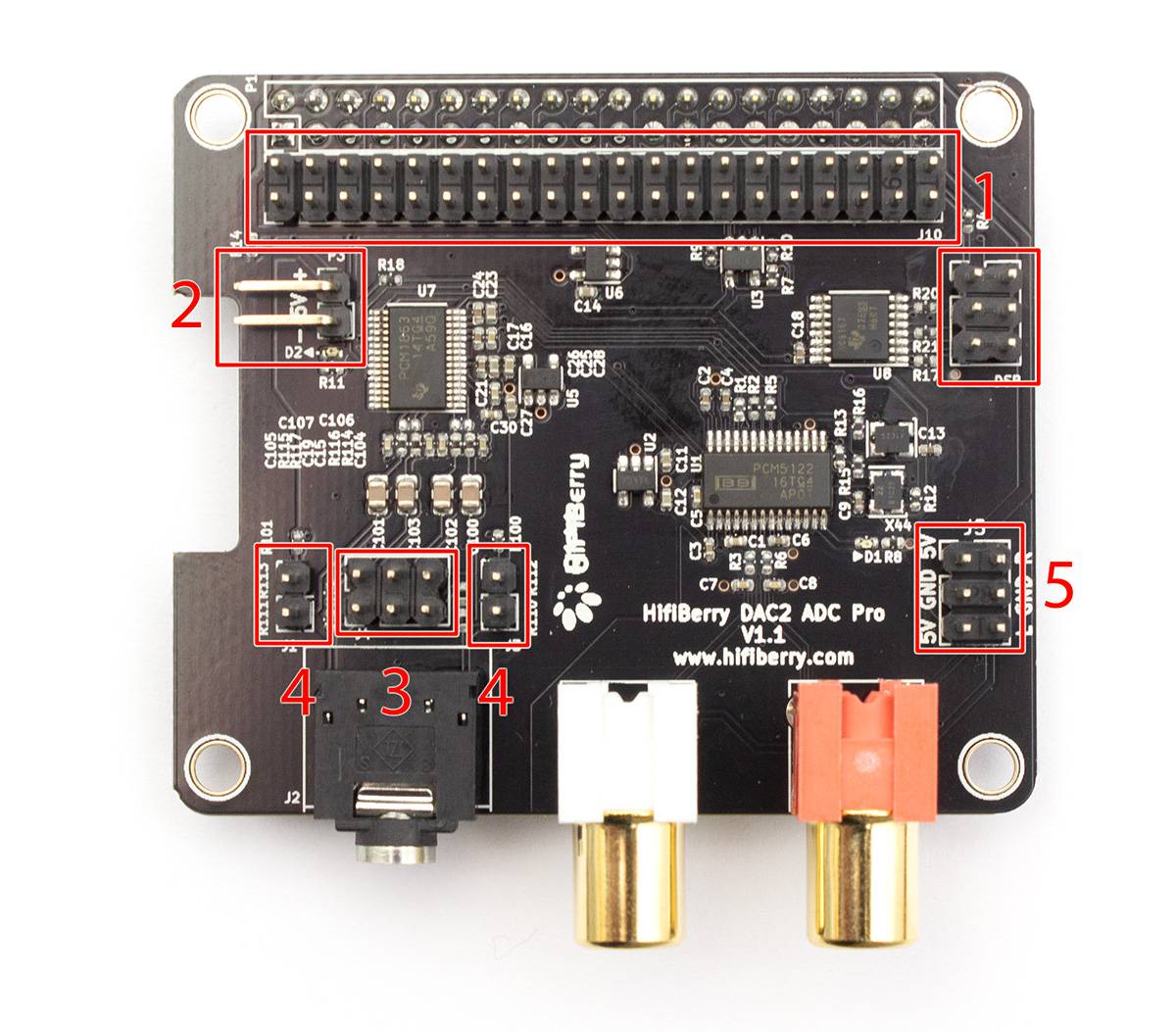 Carte Audio HiFiBerry DAC2 HD Pour Raspberry Pi - DAC Burr-Brown 192 KHz/24 Bits, Filtres Linéaires, Support DSP - Haut De Gamme Audiophile