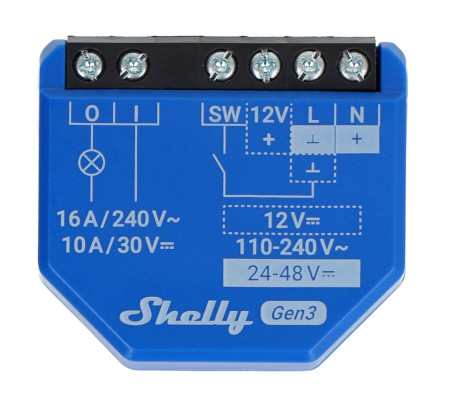 Shelly 1 Gen3 - 1-channel in-wall relay / controller - WiFi / Bluetooth - Android / iOS app - 4 pcs.