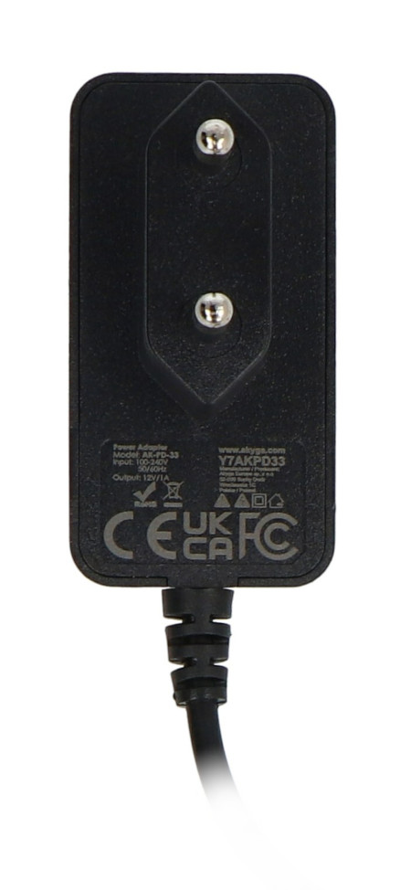 Akyga AK-PD-33 12 V / 1 A switching power supply for ELZAB cash registers - DC plug 5.5 / 2.1 mm