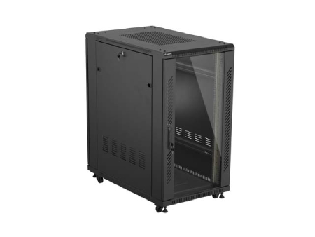 Floor-standing rack installation cabinet - 19'' 22U 600 x 1200 mm - black - glass door - Lanberg FF01-6222-12B