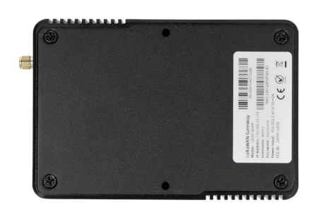 The black Lorawan switchboard lies upside down on a white background.