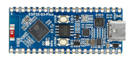 The esp32-s3-pico development board lies on a white background.