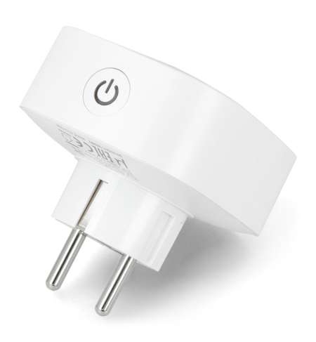 The white and smart Gosund socket lies on a white background.