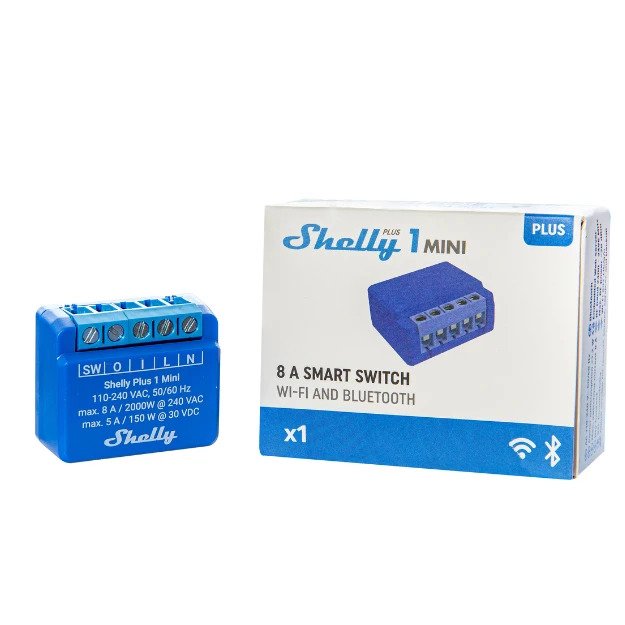 Shelly Plus 1PM Mini  Wlan & Bluetooth Smart Switch Relay, 1 Channel 8A  With Power