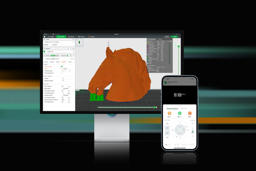 Operate your printer using the convenient Bambu Studio software