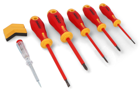 There is a screwdriver tip symbol at the end of the handle