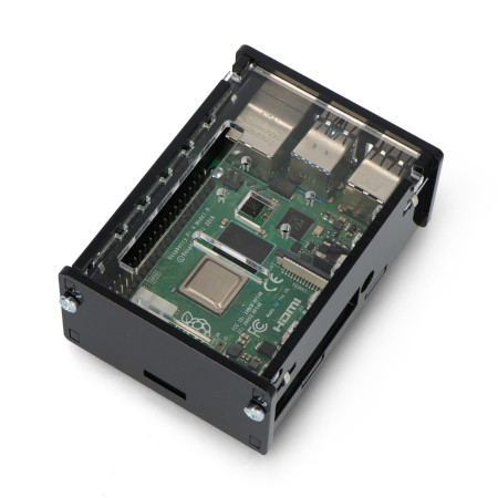 Raspberry Pi 4B Case with Adjustable Camera Mount - Black