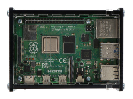 Raspberry Pi 4B Case with Adjustable Camera Mount - Black