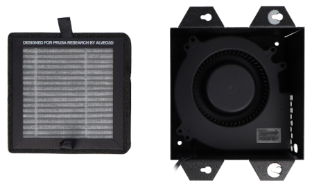 The advanced filtration system is a fully integrated solution for the Prusa CORE One+ and CORE One L printers