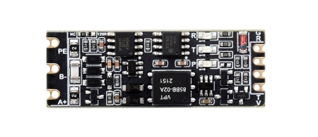Thanks to castellated through-holes and ENIG (immersion gold) finish, the converter is easy to integrate directly into PCBs