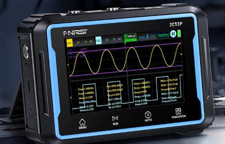 FNIRSI 2C53P 3-in-1 portable oscilloscope with multimeter and 50 MHz signal generator, 2 channels