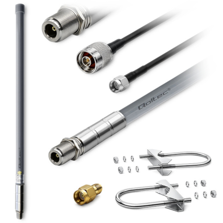 The Qoltec 5.8 dBi LoRa antenna set with a 3 m cable is a complete solution for increasing the range and stability of