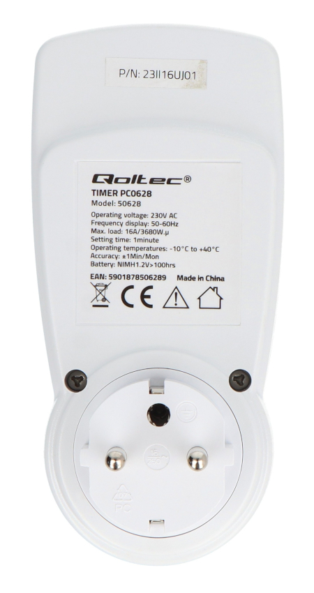 Digital timer PC0628 3680 W 16 A - Qoltec 50628