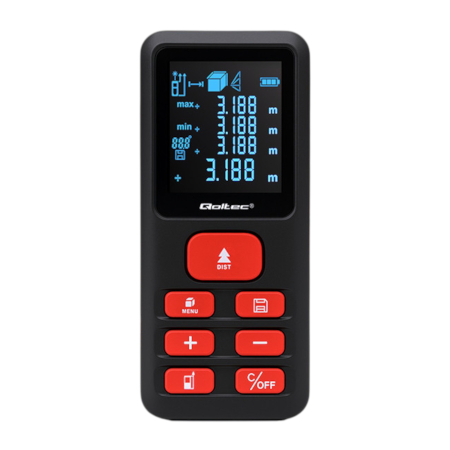 The Qoltec laser rangefinder with a range of up to 50 m is a precise and compact measuring tool that allows you to quickly