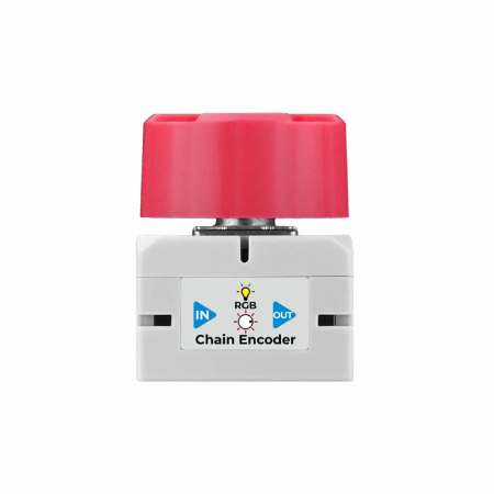 The M5Stack Chain Encoder is a compact input module from the Chain series equipped with a precision AB type rotary encoder